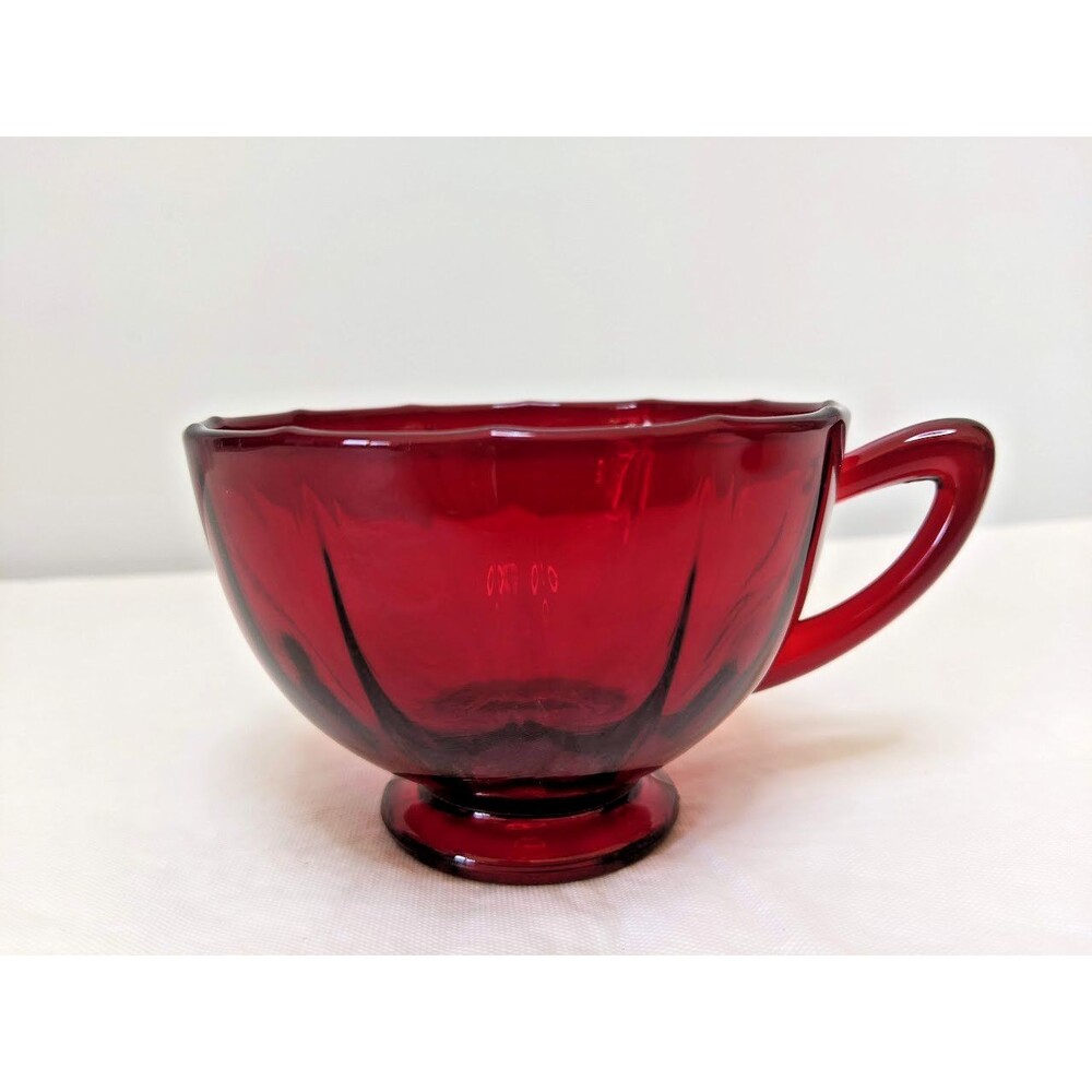 Red Depression Glass Ruby Tea Coffee Cups Anchor Hocking Set of 6
